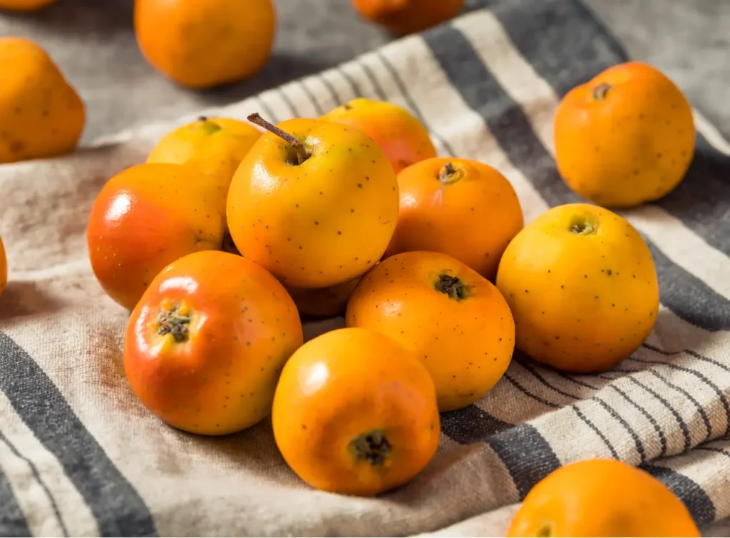 Fruto de tejocote en una mesa junto a otros ingredientes naturales utilizados en medicina tradicional.